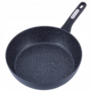 Patelnia głęboka gruba marmurowa duża 30cm czarna KAMILLE KM-5397MR