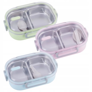 Pojemnik lunchbox lunch box obiadowy dwukomorowy 650ml 3 kolory KAMILLE KM-2118
