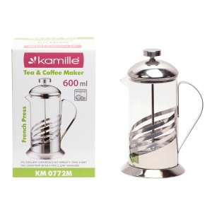 Zaparzacz szklany do herbaty kawy 600ml tłokowy french press KAMILLE KM-0772M