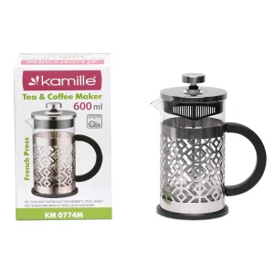 Zaparzacz szklany do herbaty kawy 600ml tłokowy french press KAMILLE KM-0774M
