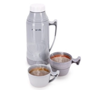 Termos ze szklanym wkładem uchwytem i kubeczkami 600ml KAMILLE KM-2030