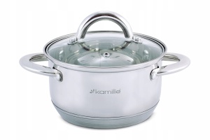 Garnek ze stali nierdzewnej ze szklaną pokrywką 1.7L KAMILLE KM-5771