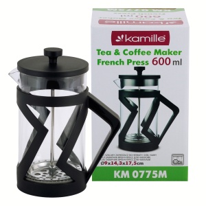 Zaparzacz szklany french press do herbaty kawy 600ml KAMILLE KM-0775M