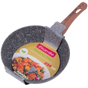 Patelnia granitowa głęboka wok 24cm indukcja KAMILLE KM-4165