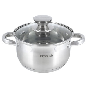 Garnek ze stali nierdzewnej z pokrywką 1.5L indukcja gaz OFENBACH OB-100511