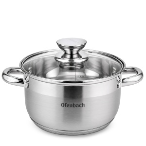 Garnek ze stali nierdzewnej z pokrywką 2.4L indukcja gaz OFENBACH OB-100512