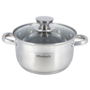 Garnek ze stali nierdzewnej z pokrywką 3L indukcja gaz OFENBACH OB-100513