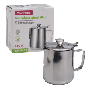 Kubek stalowy dzbanek mlecznik z pokrywką 350ml KAMILLE KM-4385