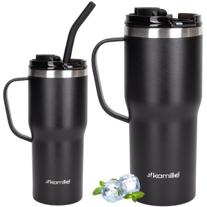 Kubek termos bidon termiczny ze słomką na kawę 600ml KAMILLE KM-2160