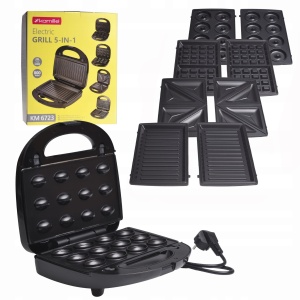 Wielofunkcyjny opiekacz 5w1 grill toster orzeszki gofrownica donut KAMILLE KM-6723