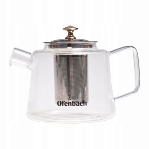 Dzbanek zaparzacz szklany do herbaty ziół na gaz 1100ml OFENBACH OB-100617L