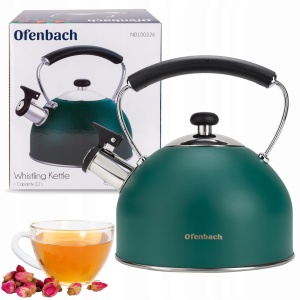Czajnik imbryk z gwizdkiem 2.2L zielony matowy OFENBACH OB-100326