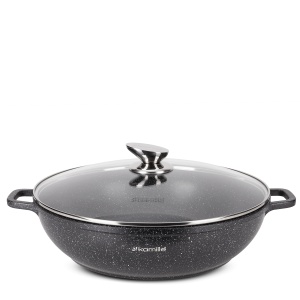 Garnek gar wok na indukcję marmurowy duży 5.5L z pokrywką KAMILLE KM-4486