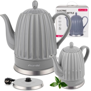 Czajnik elektryczny bezprzewodowy ceramiczny 1.5L szary KAMILLE