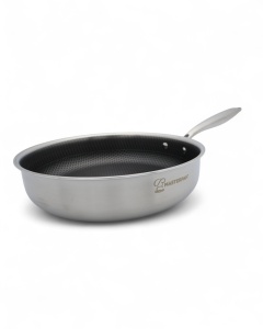 Patelnia stalowa głęboka nieprzywierająca z pokrywką wok 28CM indukcja MASTERPAN MP-2339