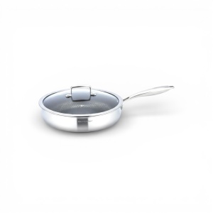 Patelnia stalowa głęboka nieprzywierająca z pokrywką 24CM indukcja MASTERPAN MP-2388