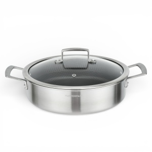 Garnek stalowy nieprzywierający niski indukcja gaz 28CM ze stali nierdzewnej MASTERPAN MP-2711