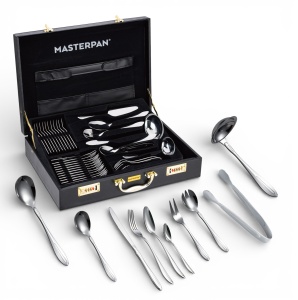 Zestaw sztućców w walizce 72 ELE na 12 osób sztućce komplet MASTERPAN MP-8010