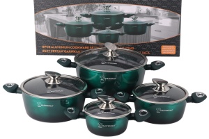 Zestaw garnków garnki marmurkowe marmurowe indukcja 4-ele 16/20/24/28cm zielone MASTERPAN MP-2801