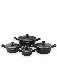 Zestaw garnków garnki marmurkowe marmurowe indukcja 4-ele 16/20/24/28cm czarne MASTERPAN MP-2802