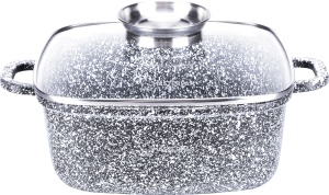 Garnek marmurkowy kwadratowy 26CM szary nieprzywierający indukcja gaz 5.5L MASTERPAN MP-2109