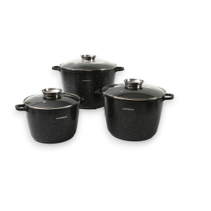 Garnki duże gastronomiczne wysokie zestaw garnków 7L / 10L / 14L, 24 / 28 / 32cm MASTERPAN MP-2143