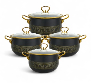 Garnki emaliowane zestaw garnków na gaz indukcję 8-ele 18/20/22/24CM MASTERPAN MP-2659