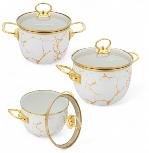 Garnki emaliowane zestaw garnków na gaz indukcję 6-ele 18/20/22CM MASTERPAN MP-2642