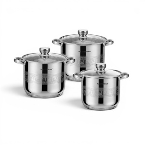 Garnki stalowe gastronomiczne duże wysokie 6-ELE 5.3/7.2/9L MASTERPAN MP-5132