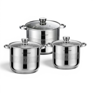 Garnki stalowe gastronomiczne duże wysokie 6-ELE 7.2/9/11.1L MASTERPAN MP-5133
