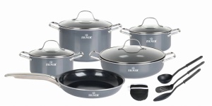 Zestaw garnków ceramiczno-marmurkowy 14-ele garnki szare ZILNER ZL-8137