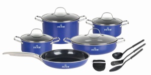 Zestaw garnków ceramiczno-marmurkowy 14-ele garnki niebieskie ZILNER ZL-8136