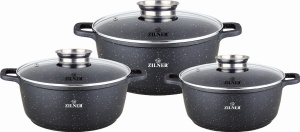 Zestaw garnków garnki marmurkowe 6-ele indukcja gaz garnek 1.3 / 1.7 / 2.3L ZILNER ZL-8916