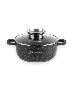 Garnek ceramiczny z pokrywką 24CM 4,5L na indukcję gaz czarny MASTERPAN MP-2115