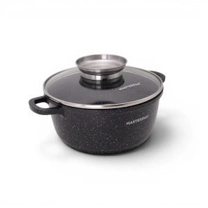 Garnek ceramiczny z pokrywką 16CM 1.5L na indukcję gaz czarny MASTERPAN MP-2111