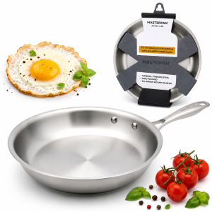 Patelnia stalowa 24CM ze stali nierdzewnej indukcja MASTERPAN MP-2393
