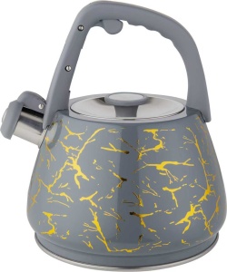 Czajnik na gaz indukcję stalowy z gwizdkiem szary marmur 3L BLUBERG BBG-2816