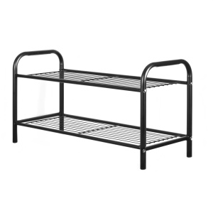 Półka na buty stojak regał szafka czarna metalowa dwupoziomowa 65x26x33cm BLUBERG BBG-1507