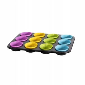 Forma do pieczenia 12 muffinek z silikonowymi foremkami metalowa BLUBERG BBG-2004