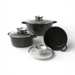 Zestaw garnków 6-ele garnki ceramiczne czarne 2.5/4.5/6.8L indukcja MASTERPAN MP-2153