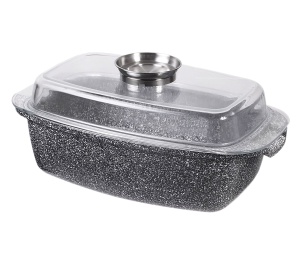 2-tlg Röster Bräter mit Antihaftbeschichtung aus Marmor 5.5L 32cm BRUNBESTE BB-1905