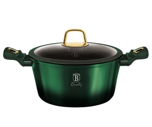 GARNEK GRANITOWY 28CM Z POKRYWKĄ BERLINGER HAUS METALLIC LINE EMERALD BH-6059
