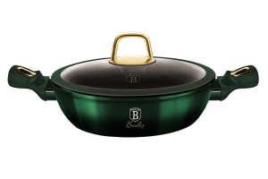 GARNEK GRANITOWY NISKI 28CM Z POKRYWKĄ BERLINGER HAUS METALLIC LINE EMERALD BH-6060