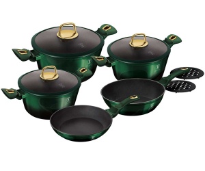 10-teiliges Antihaftbeschichtet Kochtopfset Topfset BERLINGER HAUS Metallic Emerald BH-6065