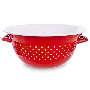 Miska emaliowana 26cm czerwone grochy ORION retro 124745