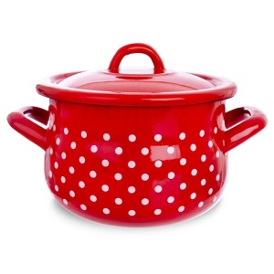Enamelled Pot with Lid 16cm Polka Dots ORION 110277