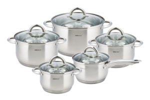 Zestaw garnków stalowych 10 ele. 2.1/2.1/2.9/3.9/6.6L KINGHOFF Silver KH-4449