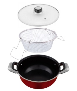 3.6L Teflon Töpf mit Korb zum Braten von Pommes frites EDEL HOFF EH-7708-RD