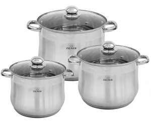 3er-Set Edelstahl-Gastronomie-Töpfe 7/9/11L ZILNER ZL-7350