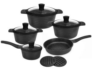 11-tlg Topfset Kochtopfset mit Marmorbeschichtung ZILNER ZL-8513